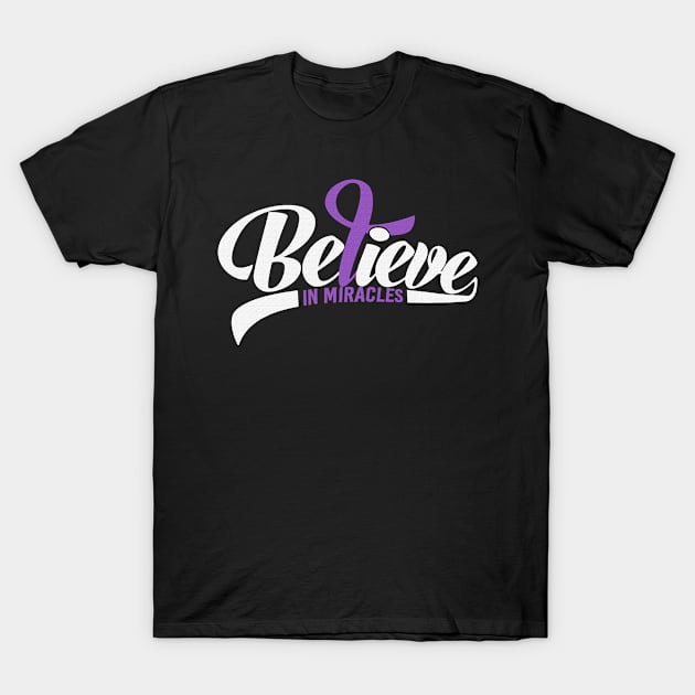 Believe In Miracles Gastric Cancer Awareness Periwinkle Ribbon Warrior Support Survivor T-Shirt by celsaclaudio506